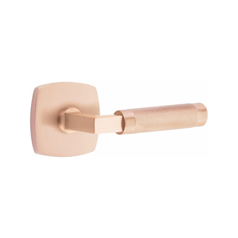 Emtek Select L-Square Knurled Lever Concealed Screws with Urban Modern Rosette