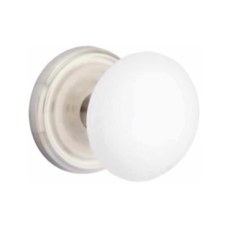 Emtek Brass Rosette Ice White Knob Concealed Screws With Regular Rosette