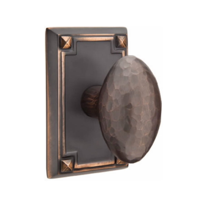 Emtek Hammered Egg Knob Concealed Screws With Arts & Crafts Rosette
