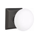 Emtek Brass Rosette Ice White Knob Concealed Screws With Quincy Rosette