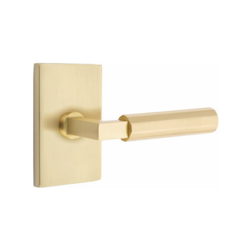 Emtek Select L-Square Faceted Lever Concealed Screws with Modern Rectangular Rosette