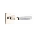 Emtek Select L-Square White Marble Lever Concealed Screws with Square Rosette