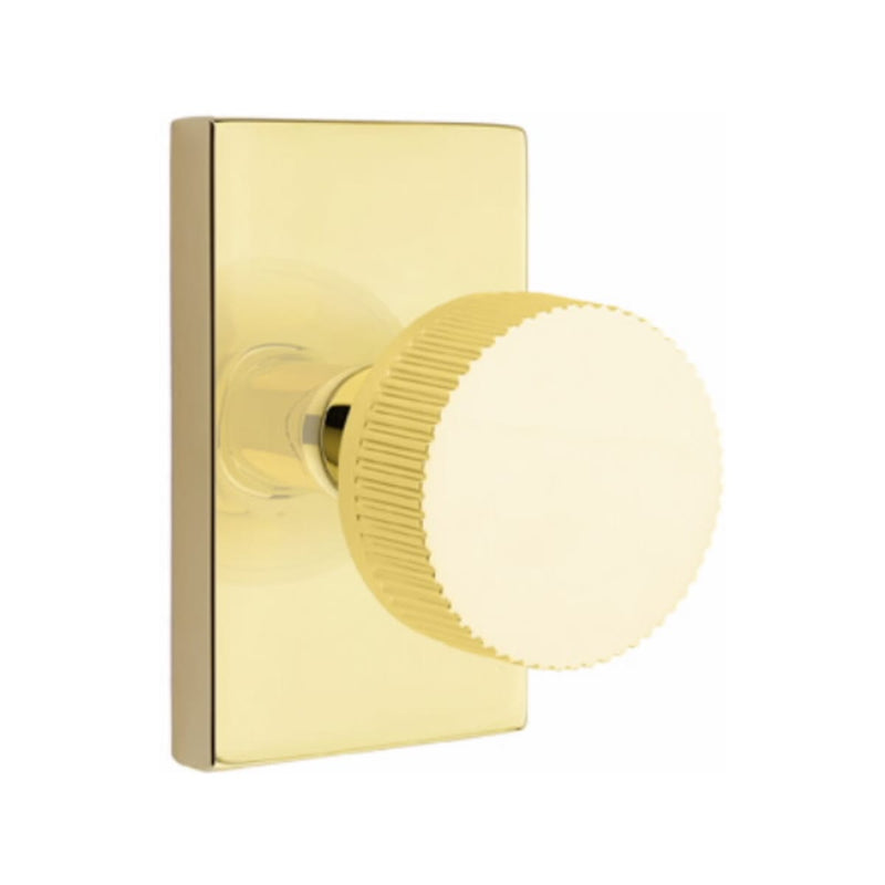 Emtek Select Conical Straight Knurled Knob Concealed Screwswith Modern Rectangular Rosette