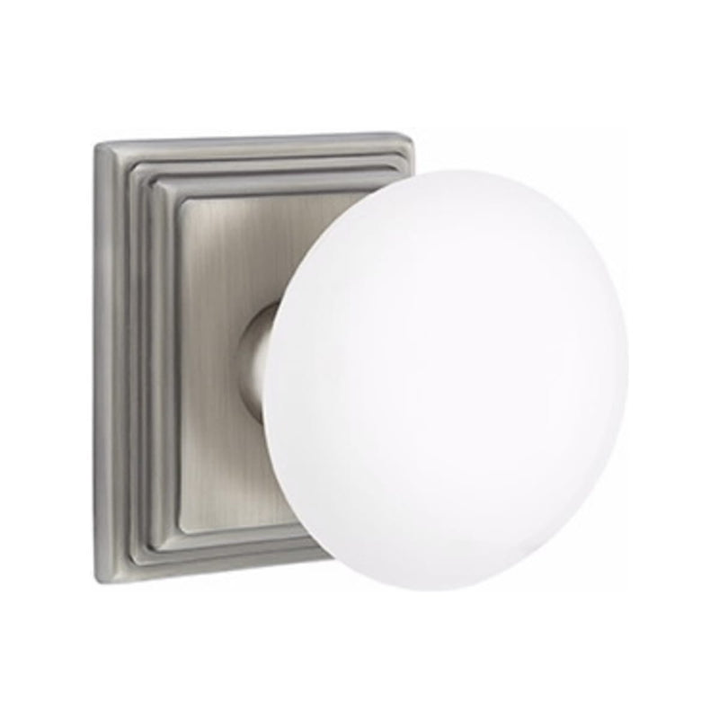 Emtek Brass Rosette Ice White Knob With Wilshire Rosette