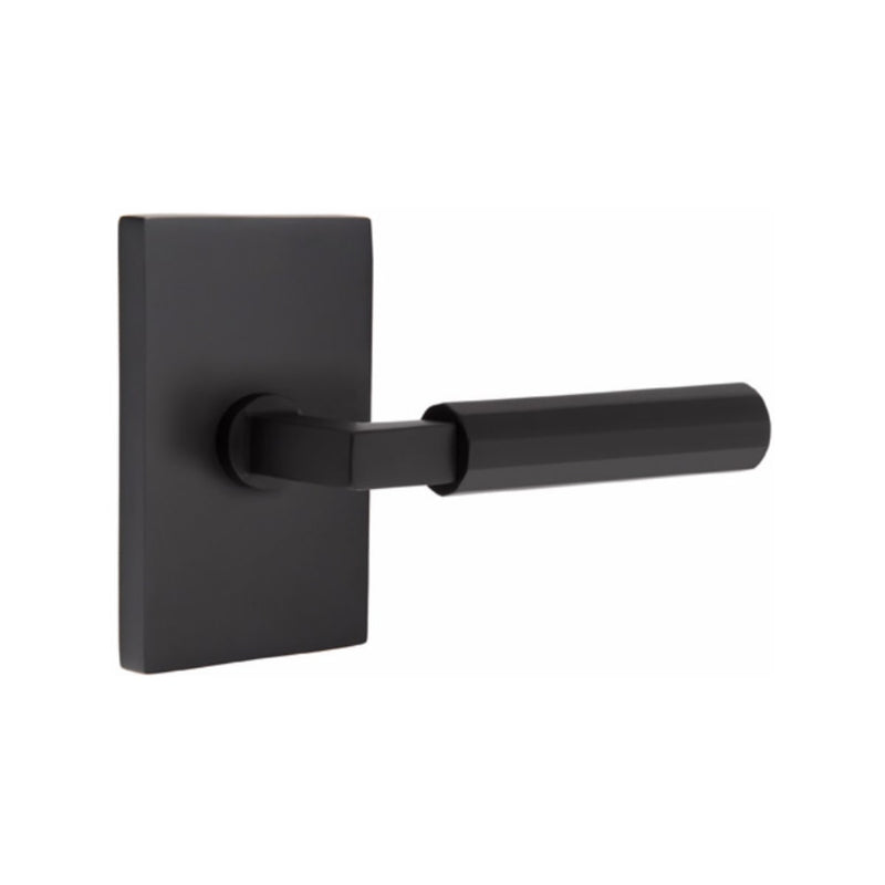 Emtek Select L-Square Faceted Lever with Modern Rectangular Rosette