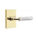 Emtek Select R-BAR White Marble Lever with Modern Rectangular Rosette