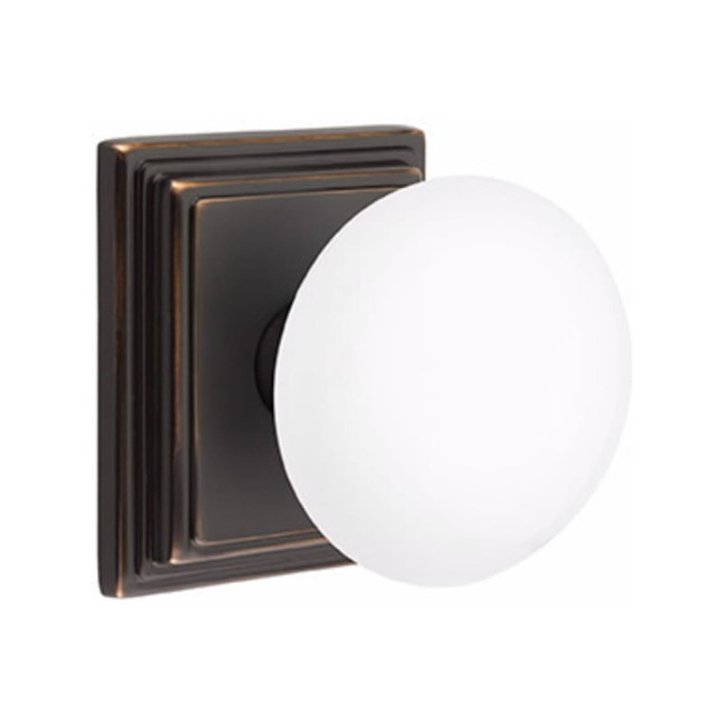 Emtek Brass Rosette Ice White Knob With Wilshire Rosette