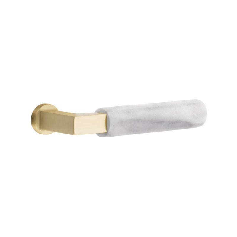 EmtekF13 Function Adelaide Mortise Handleset with Select L-Square White Marble Lever