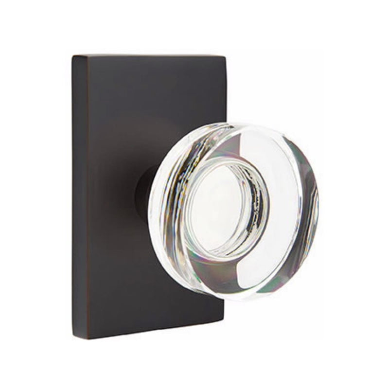 Emtek Modern Disc Knob Concealed Screws with Modern Rectangular Rosette