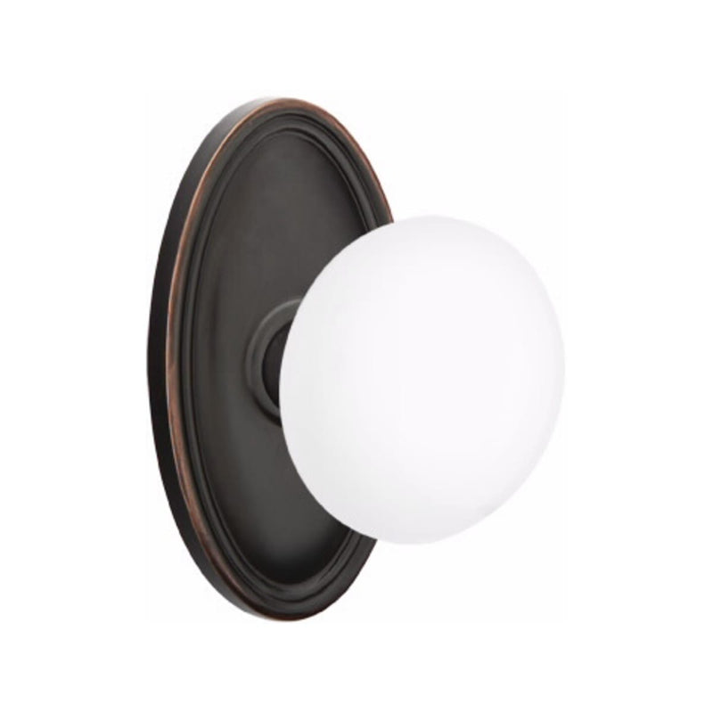 Emtek Brass Rosette Ice White Knob Concealed Screws With Oval Rosette