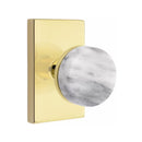 Emtek Select Conical White Marble Knob with Modern Rectangular Rosette