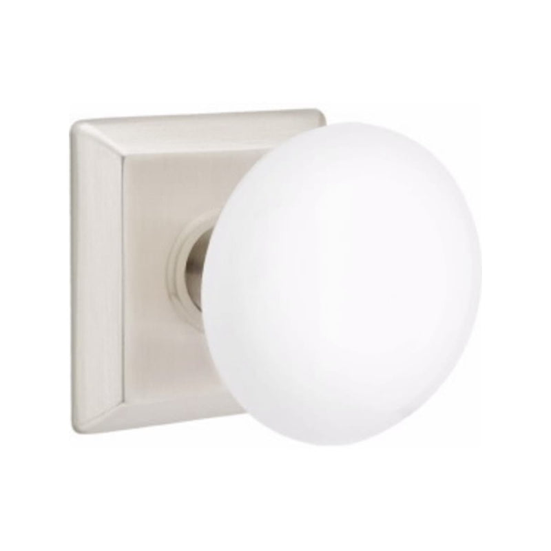 Emtek Brass Rosette Ice White Knob With Quincy Rosette