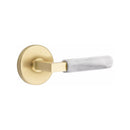 Emtek Select L-Square White Marble Lever Concealed Screws with Disk Rosette