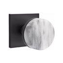 Emtek Select Conical White Marble Knob Concealed Screws with Square Rosette
