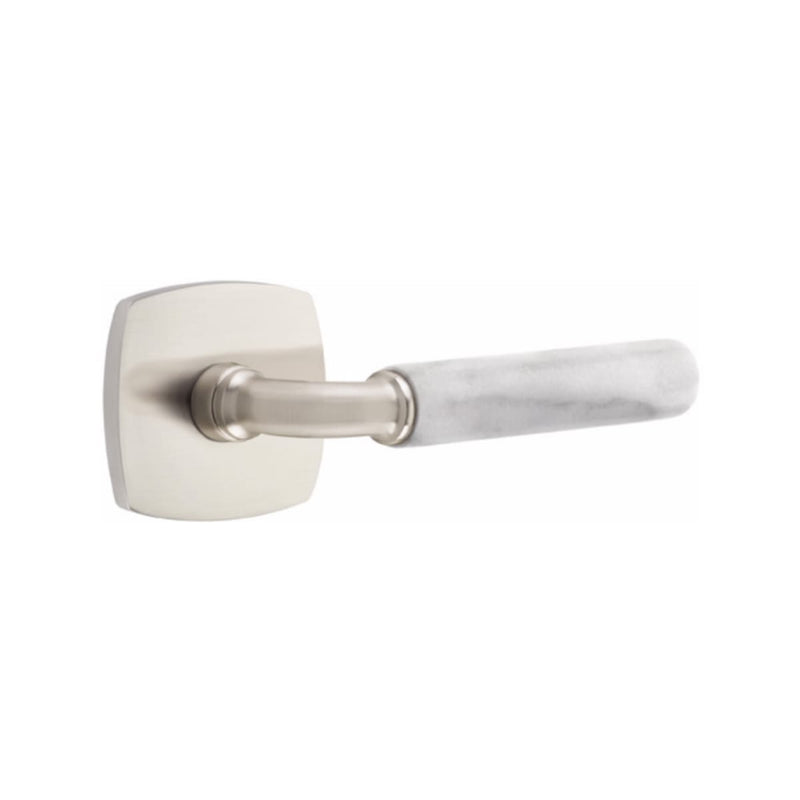 Emtek Select R-BAR White Marble Lever with Urban Modern Rosette