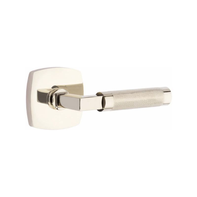 Emtek Select L-Square Knurled Lever Concealed Screws with Urban Modern Rosette