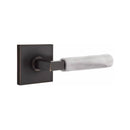 Emtek Select L-Square White Marble Lever Concealed Screws with Square Rosette