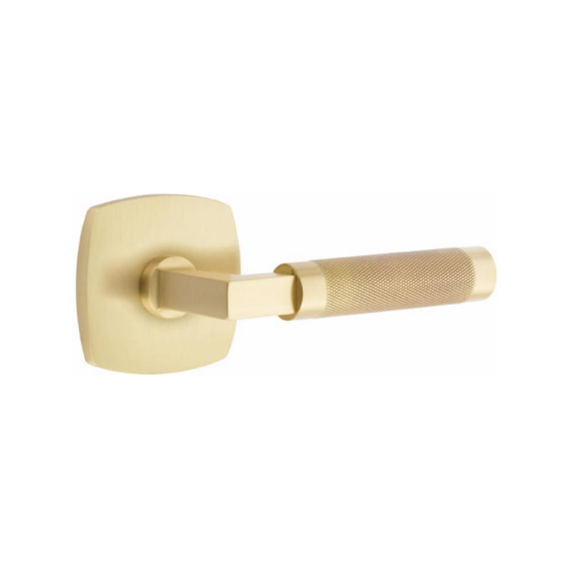 Emtek Select L-Square Knurled Lever Concealed Screws with Urban Modern Rosette