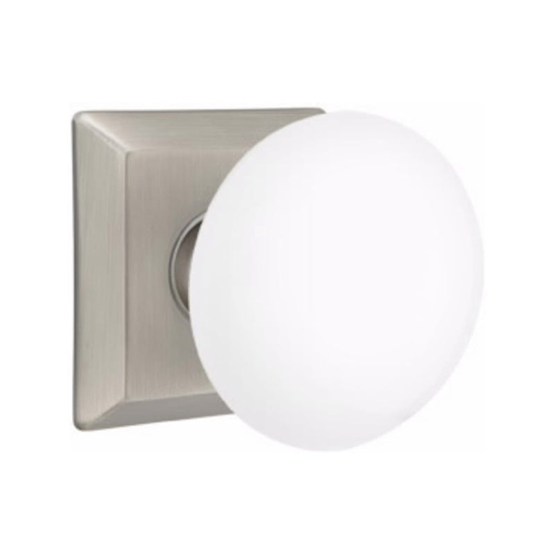 Emtek Brass Rosette Ice White Knob With Quincy Rosette