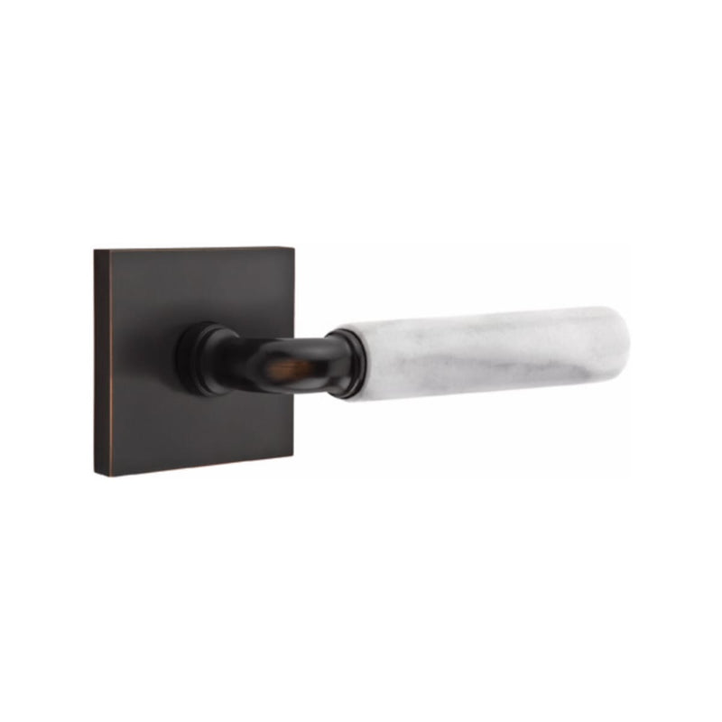 Emtek Select R-BAR White Marble Lever with Square Rosette