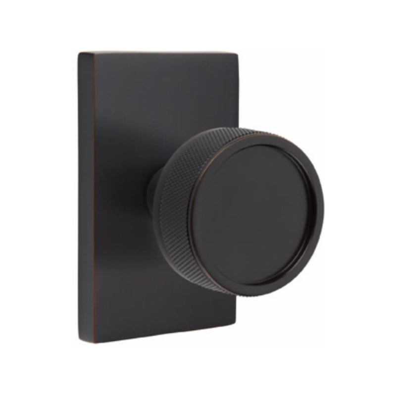 Emtek Select Conical Knurled Knob  Concealed Screws with Modern Rectangular Rosette