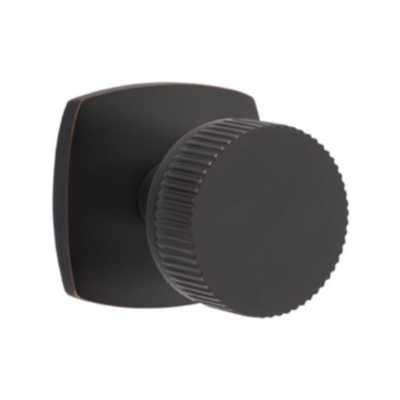 Emtek Select Conical Straight Knurled Knob with Urban Modern Rosette