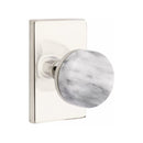 Emtek Select Conical White Marble Knob with Modern Rectangular Rosette