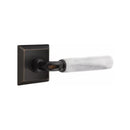 Emtek Select R-BAR White Marble Lever Concealed Screws with Quincy Rosette