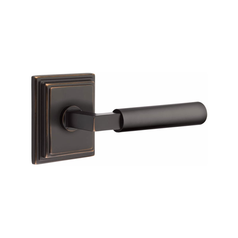 Emtek Select L-Square Smooth Lever Concealed Screws with Wilshire Rosette