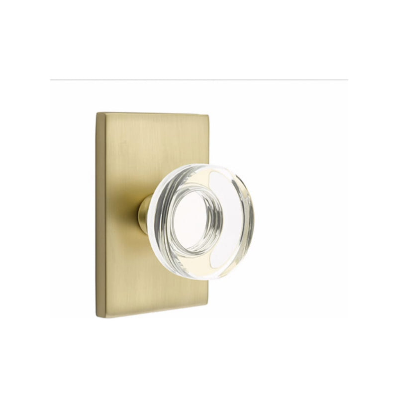 Emtek Modern Disc Knob Concealed Screws with Modern Rectangular Rosette