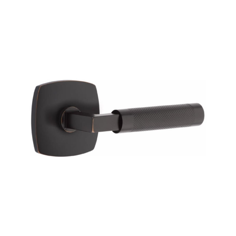 Emtek Select L-Square Knurled Lever Concealed Screws with Urban Modern Rosette