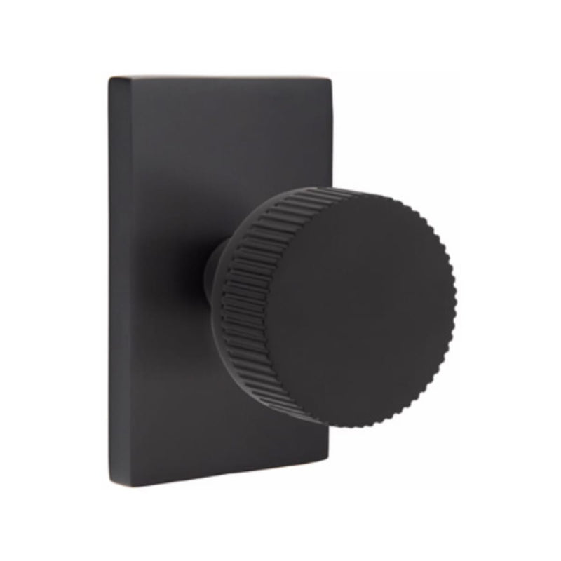 Emtek Select Conical Straight Knurled Knob with Modern Rectangular Rosette