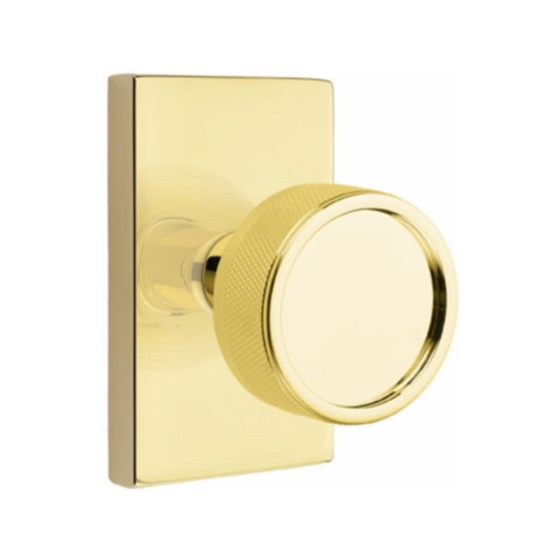 Emtek Select Conical Knurled Knob  Concealed Screws with Modern Rectangular Rosette
