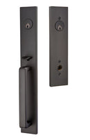 Emtek Lausanne Brass Tubular Entry set with Select L-Square Faceted Lever