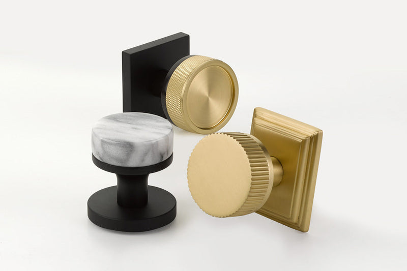 Emtek Select Conical Straight Knurled Knob Concealed Screws with Urban Modern Rosette