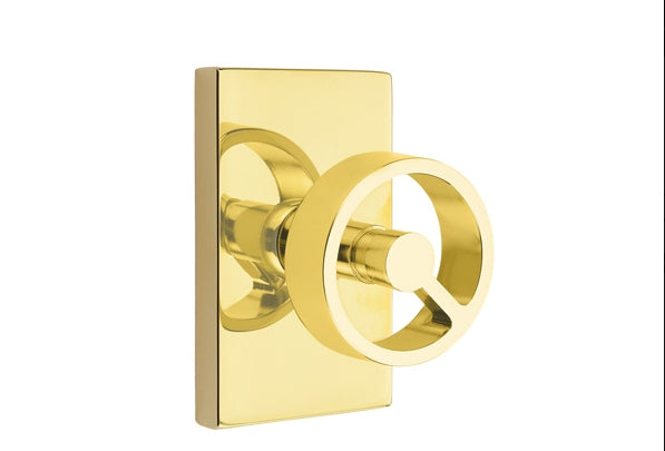 Emtek  Spoke Knob with Modern Rectangular Rosette