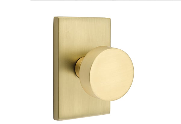 Emtek Round  Knob Concealed Fastener with Modern Rectangular Rosette