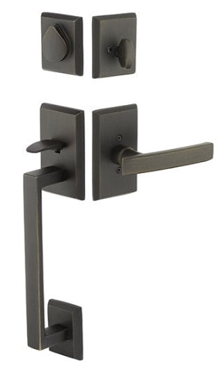 Emtek Rustic Modern Rectangular Sectional Tubular Handleset with Cimarron Lever