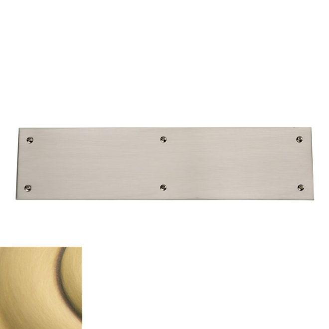 Baldwin 2121060 Push Plate 3" x 12" Beveled Edge Satin Brass with Brown Finish - Satin Brass with Brown - Brass