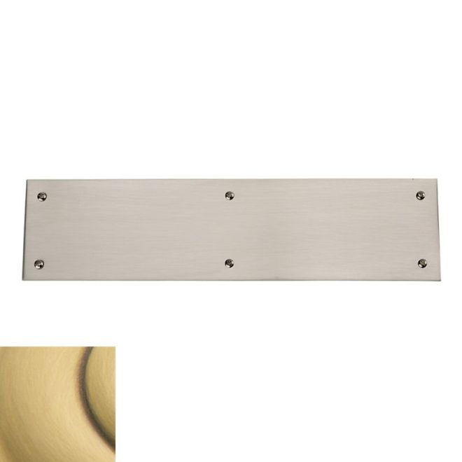 Baldwin 2123060 Push Plate 3-1/2" x 15" Beveled Edge Satin Brass with Brown Finish - Satin Brass with Brown - Brass