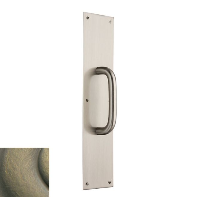 Baldwin 2357050 Pull Plate 4" x 16" with Contemporary Pull Antique Brass Finish - Antique Brass - Brass