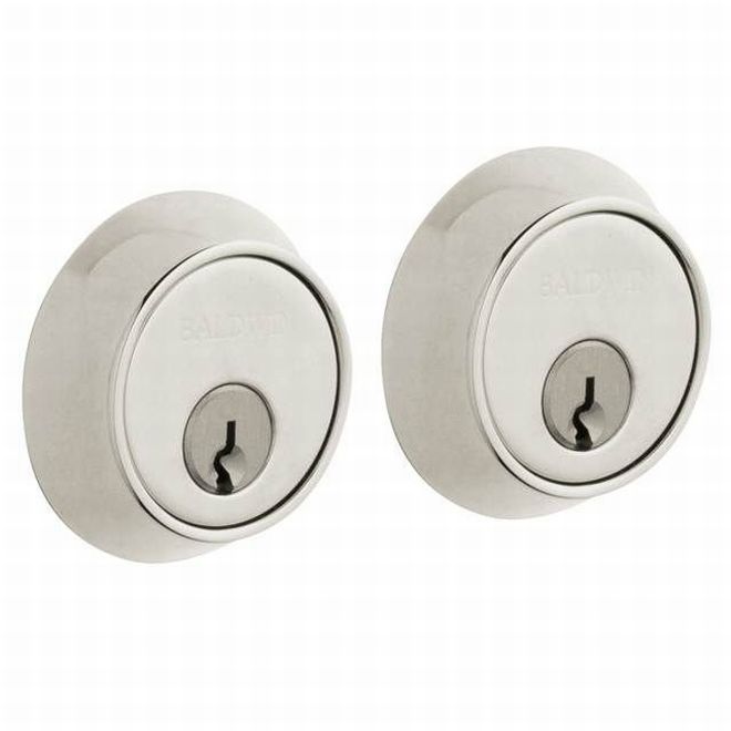 Baldwin 8011055 Contemporary 1-5/8" Double Cylinder Deadbolt Lifetime Bright Nickel Finish - Lifetime Bright Nickel - NA