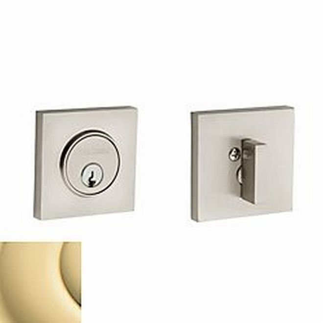 Baldwin 8220031 Contemporary Square Single Cylinder Deadbolt Unlacquered Brass Finish - NA - NA