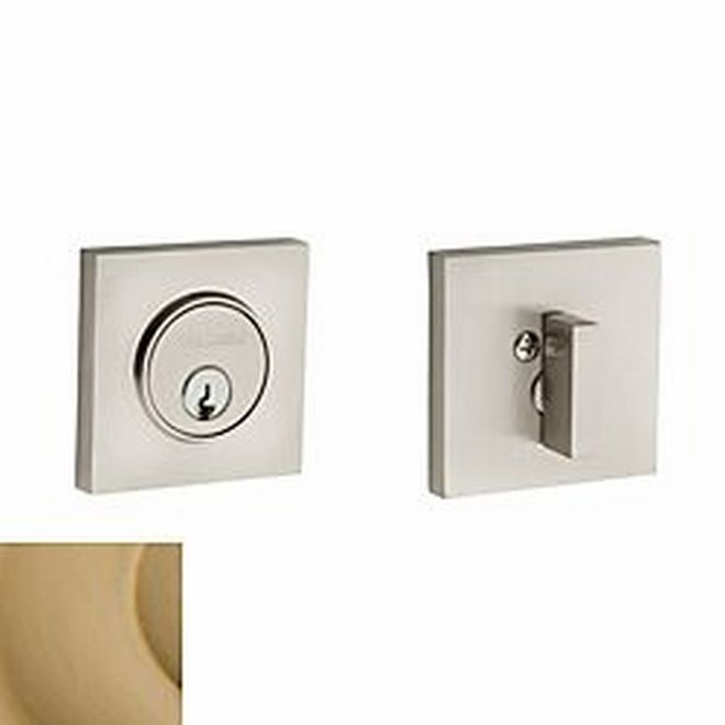 Baldwin 8220033 Contemporary Square Single Cylinder Deadbolt Vintage Brass Finish - NA - NA
