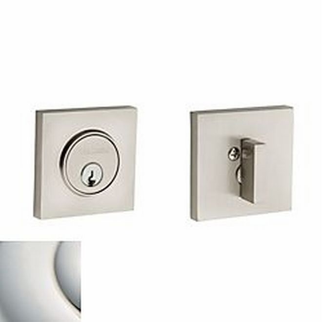 Baldwin 8220055 Contemporary Square Single Cylinder Deadbolt Lifetime Bright Nickel Finish - NA - NA