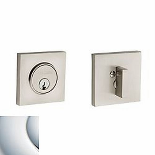 Baldwin 8220260 Contemporary Square Single Cylinder Deadbolt Bright Chrome Finish - NA - NA