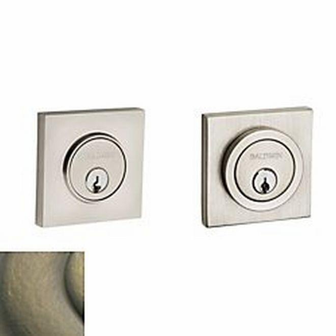 Baldwin 8221050 Contemporary Square Double Cylinder Deadbolt Antique Brass Finish - Antique Brass - NA
