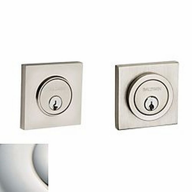 Baldwin 8221055 Contemporary Square Double Cylinder Deadbolt Lifetime Bright Nickel Finish - Lifetime Bright Nickel - NA
