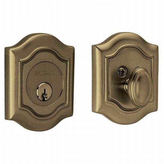 Baldwin 8237050 Bethpage Single Cylinder Deadbolt Antique Brass Finish - Antique Brass - NA