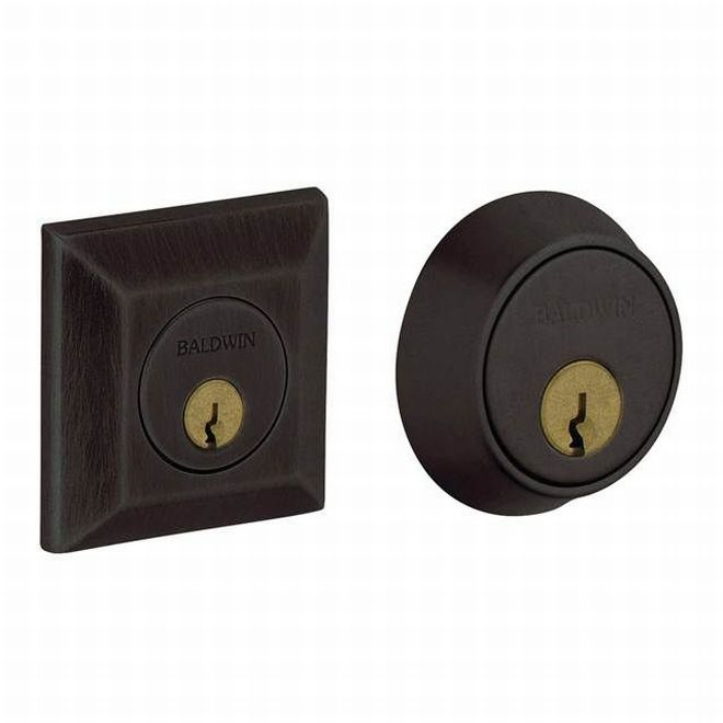 Baldwin 8255402 Cody Squared Double Cylinder Deadbolt Distressed Oil Rubbed Bronze Finish - Distressed Oil Rubbed Bronze - NA